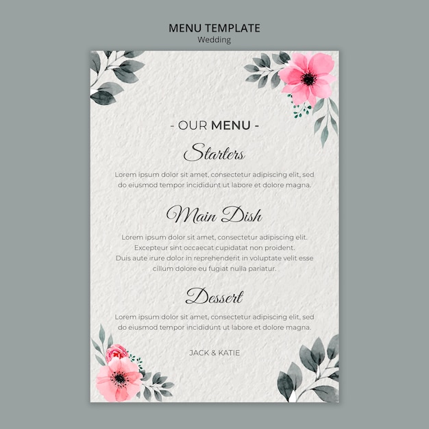 Wedding Concept Menu Template – Free Download