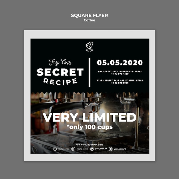 Coffee Recipe Square Flyer – Download Free Stock Photo