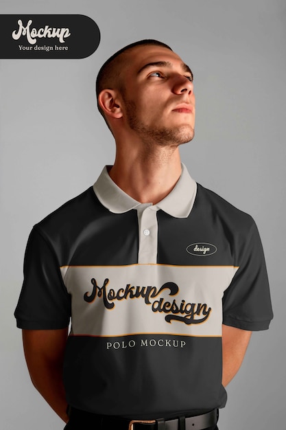 Mockup of Man Wearing Polo Shirt – Free Download