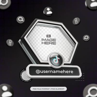 3D Hexagon Social Media Profile Frame for TikTok – Free Download