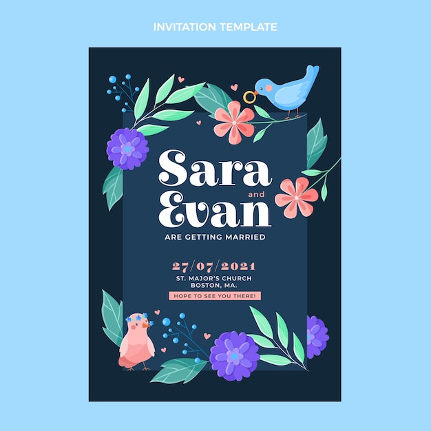 Hand Drawn Wedding Invitation Template – Free Download