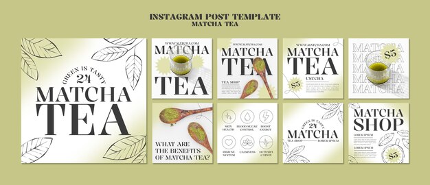 Instagram Post Templates for Matcha Tea – Free Download