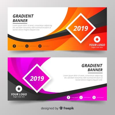 Gradient Banner Vector Template – Free Download