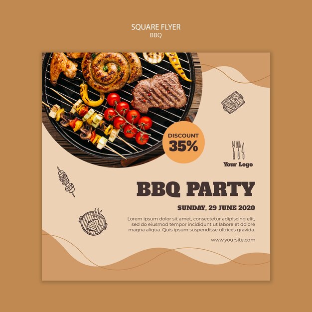 BBQ Concept Square Flyer Template – Free Download