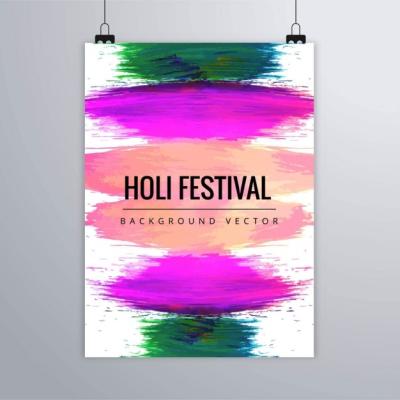 Holi Festival Vector Template with Watercolors – Free Download