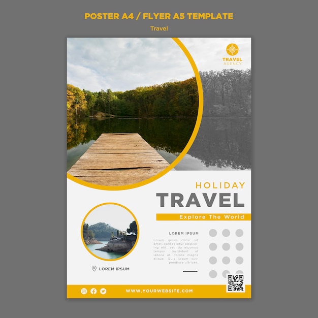 Vertical Travel Poster Template Featuring a Beautiful Nature Landscape – Free Download