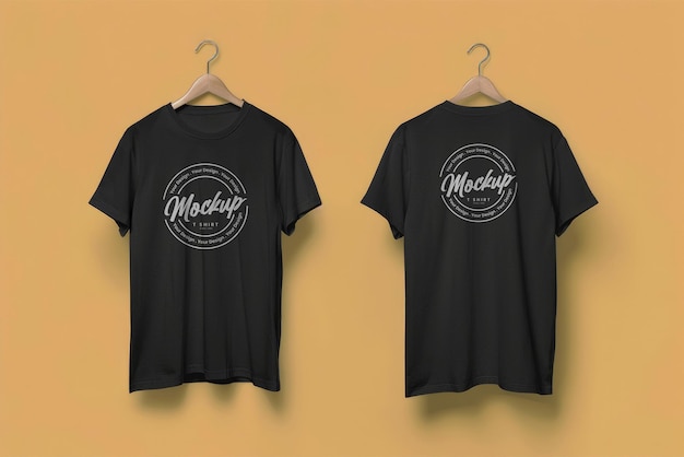 Black T-Shirt Mockup on Hanger – Free Download