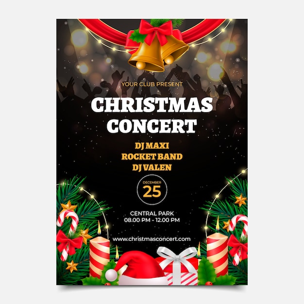 Realistic Christmas Concert Vertical Poster Template – Free Download