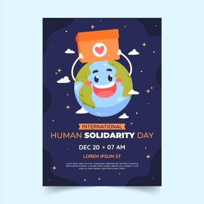 Flat International Human Solidarity Day Vertical Poster Template – Free Download