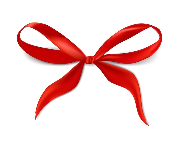 Realistic Icon of a Red Ribbon Bow Isolated on White for Gift Boxes – Free Stock Photo, Download for Free