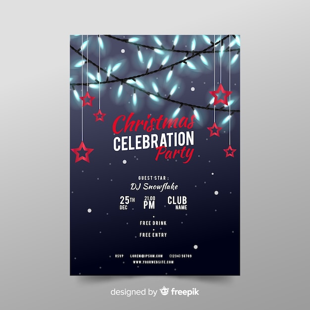 Realistic Christmas Party Flyer Template – Free Download