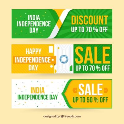 India Independence Day Sale Banners – Flat Design Vector Templates for Free Download