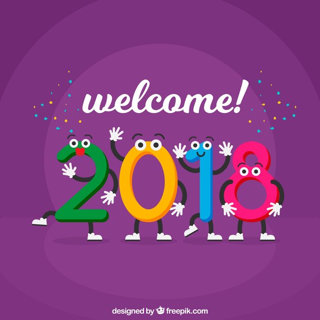 Purple New Year Background with Colorful Digits – Free Download