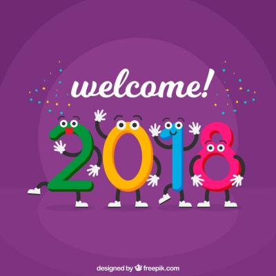 Purple New Year Background with Colorful Digits – Free Download