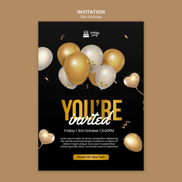 50th Birthday Celebration Invitation Template – Free Download