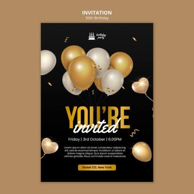 50th Birthday Celebration Invitation Template – Free Download