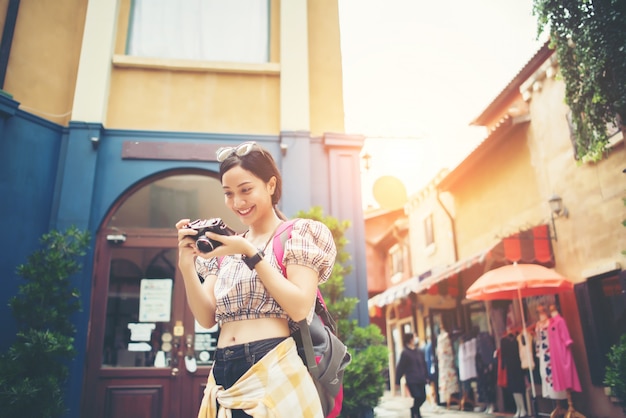 Young Hipster Woman Enjoying Urban Photography – Free Download