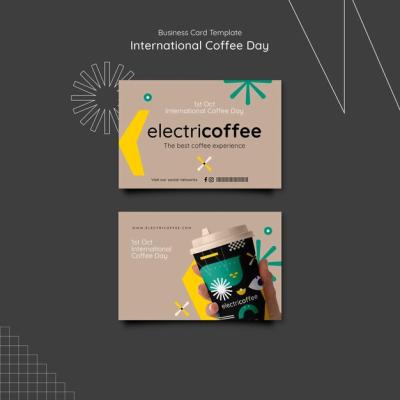 International Coffee Day Horizontal Business Card Template – Free Download