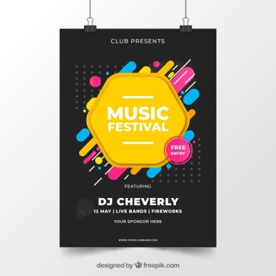 Music Festival Poster in Flat Style – Free Download