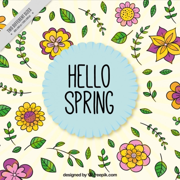 Hand Drawn Flowers Spring Ornamental Background – Free Download