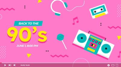 90s Party Youtube Thumbnail Vector Template – Free Download