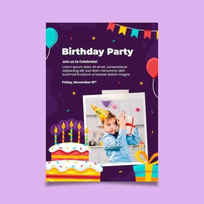 Vertical Flyer Template for Birthday Parties – Free Download