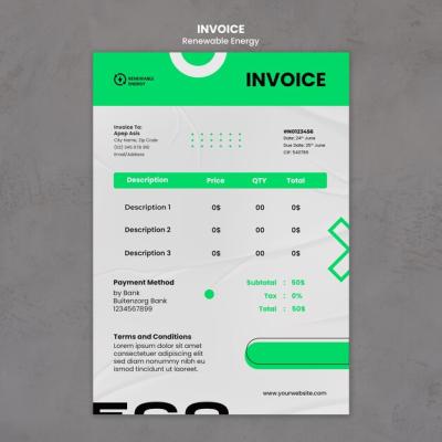 Flat Design Renewable Energy Invoice Template – Free Download