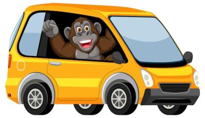 Cheerful Monkey Driving a Yellow Car – Free Stock Photo, Download for Free