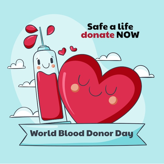 Hand Drawn Illustration for World Blood Donor Day – Free Download