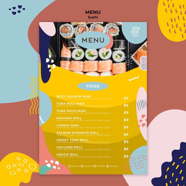 Creative Sushi Restaurant Menu Template – Free Download