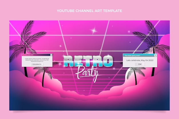 Gradient Retro Vaporwave Disco Party YouTube Channel Art – Free Stock Photo, Download for Free