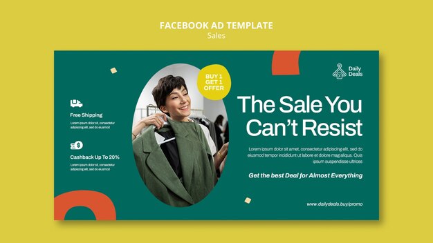 Flat Design Sales Discount Facebook Template – Free Download