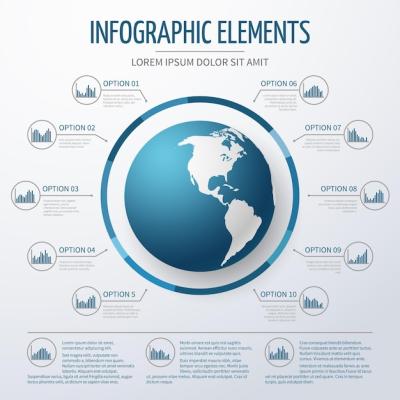 3D Infographic Template of Earth Globe – Free Download