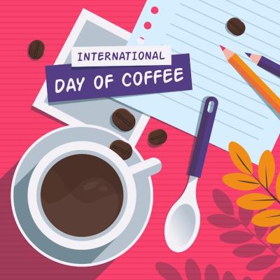 International Day of Coffee Flat Illustration – Free Download