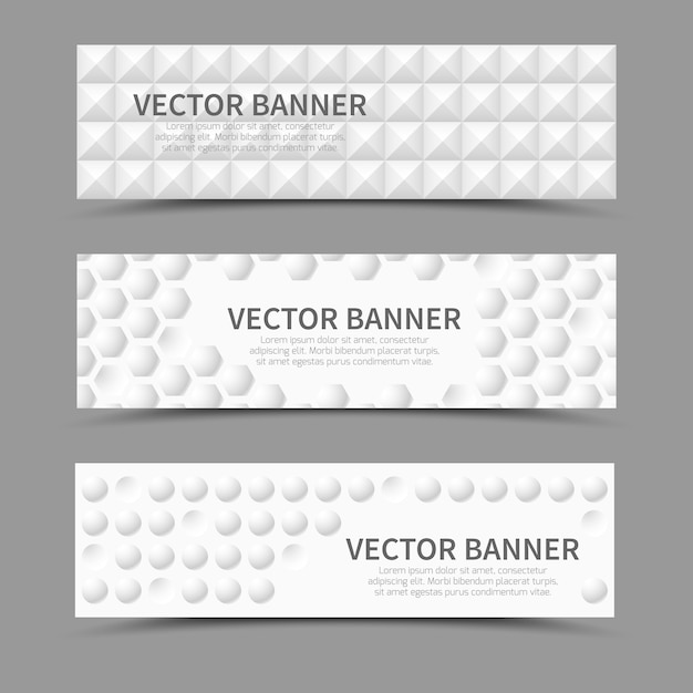 Horizontal Banners Featuring 3D Geometric Shapes – Free Download