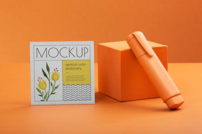 Apricot Color Stationery Mockup – Free to Download