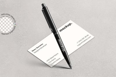 Business Card and Pen Mockup – Free Stock Photo for Download