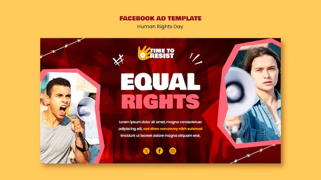 Flat Design Human Rights Day Facebook Template – Free Download