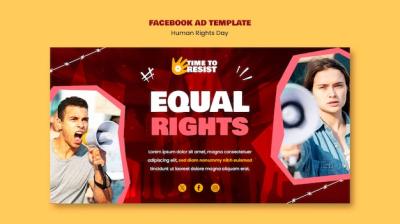 Flat Design Human Rights Day Facebook Template – Free Download