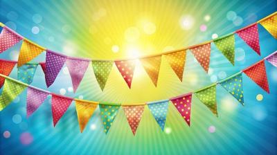 Colorful Bunting Flags Against a Bright Background – Free Download