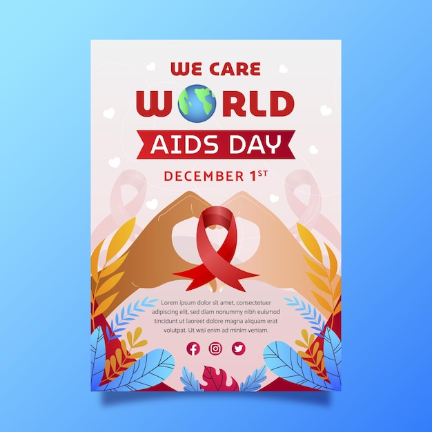 Vertical Poster Template for Gradient World Aids Day – Free Download