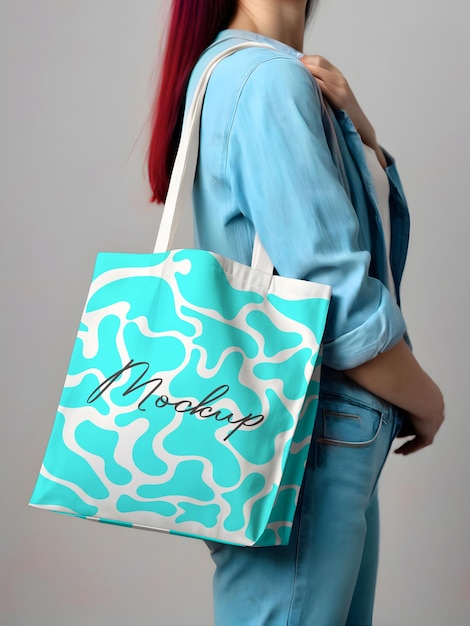 A Woman with a Tote Bag Mockup for Branding – Free Download