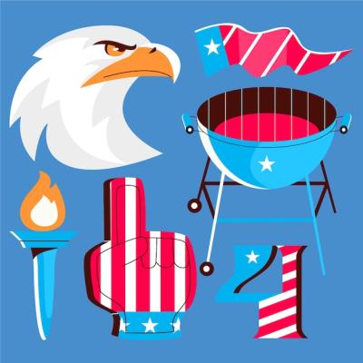 Flat 4th of July Elements Collection – Free Download