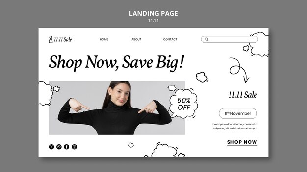 11.11 Flash Sale Landing Page Template – Free Download