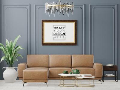 Poster Frame in Living Room PSD Mockup – Free Stock Photo, Download for Free