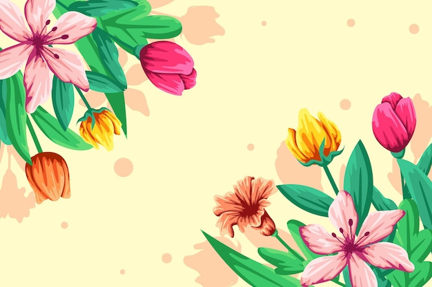 Colorful Flat Detailed Spring Background – Free Download