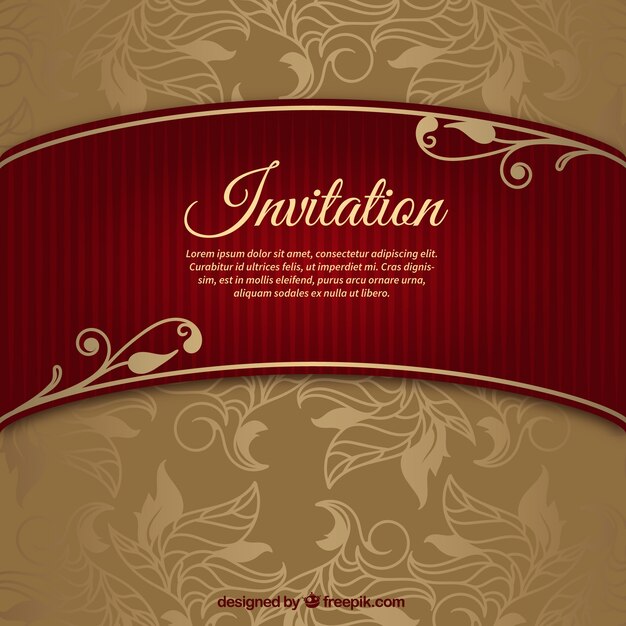 Floral Wedding Invitation with Riband – Free to Download