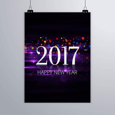 Dark Colored Confetti Poster for New Year 2017 – Free Download