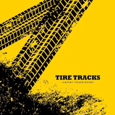 Tire Tracks on Grunge Yellow Background – Free Download