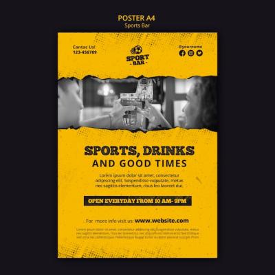 Textured Sports Bar Poster Template – Free Download